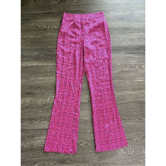 NWOT Miscreants London Pink & Black Animal Print High Waist Pant Size UK 8 US 4 - Picture 1 of 7